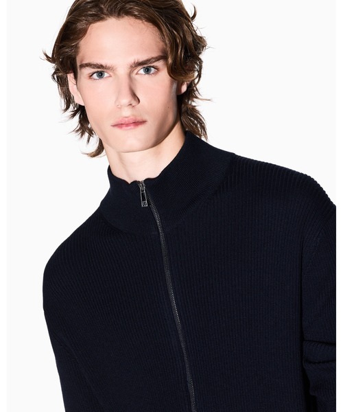 A|X アルマーニ エクスチェンジ】ジップアップニットカーディガン