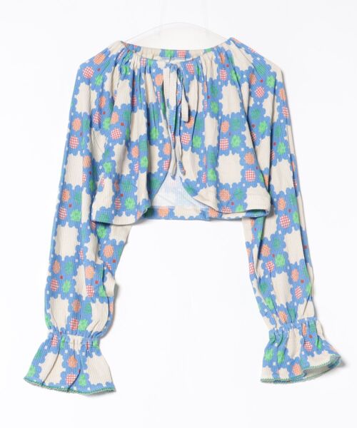 MARKEY'S（マーキーズ）の「総柄ワッフルボリュームスリーブボレロ/おとな（カーディガン/ボレロ・レディース・ホワイト系その他/ブラウン系その他・160cm）」の2枚目の写真