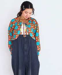 総柄ワッフルボリュームスリーブボレロ/おとな