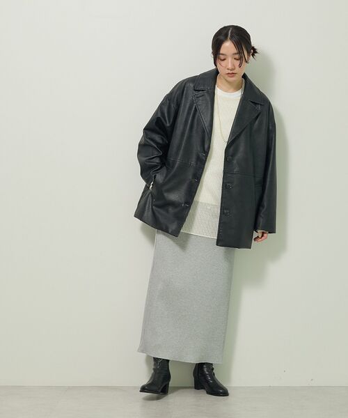 Green　Parks（グリーンパークス）の「合成皮革ジャケット（テーラードジャケット・レディース・ブラック/ブラウン・FREE）」の3枚目の写真