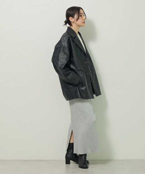 Green　Parks（グリーンパークス）の「合成皮革ジャケット（テーラードジャケット・レディース・ブラック/ブラウン・FREE）」の4枚目の写真