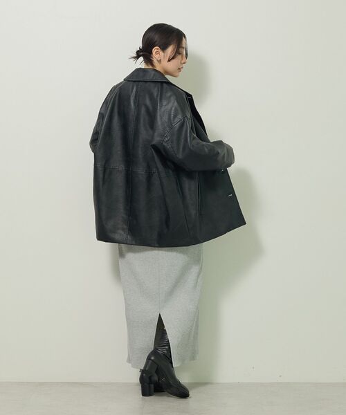 Green　Parks（グリーンパークス）の「合成皮革ジャケット（テーラードジャケット・レディース・ブラック/ブラウン・FREE）」の5枚目の写真