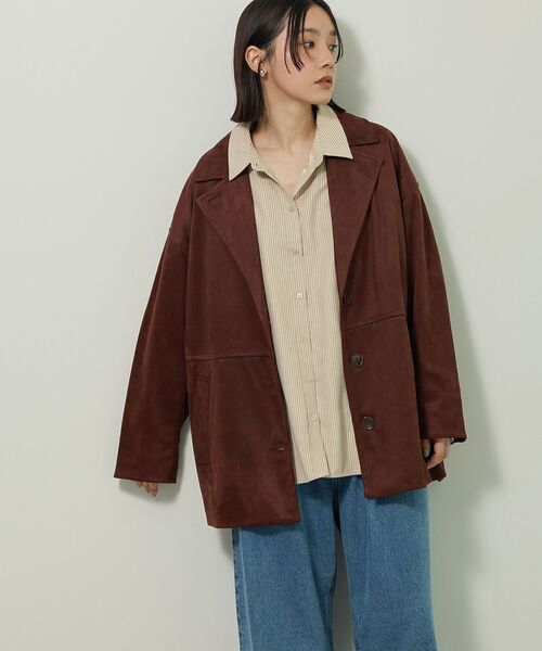 Green　Parks（グリーンパークス）の「合成皮革ジャケット（テーラードジャケット・レディース・ブラック/ブラウン・FREE）」の14枚目の写真