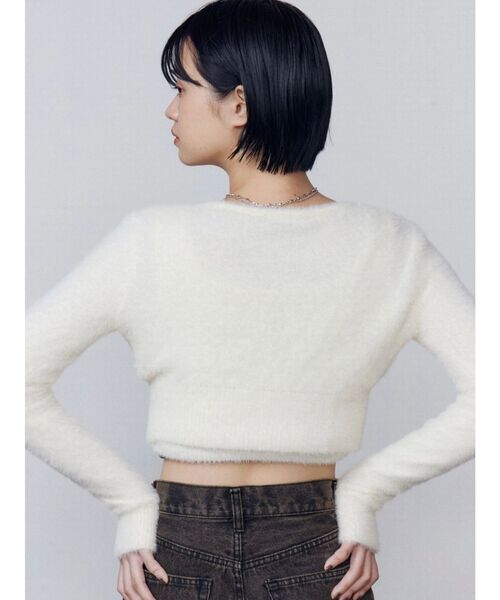 EMODA（エモダ）の「シャギーコンパクトリボンツインセット（ニット/セーター・レディース・グレー/アイボリー/ブラック・FREE）」の5枚目の写真