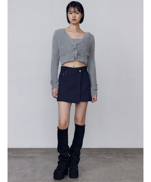 EMODA（エモダ）の「シャギーコンパクトリボンツインセット（ニット/セーター・レディース・グレー/アイボリー/ブラック・FREE）」の9枚目の写真