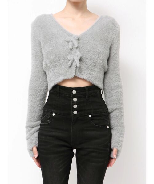 EMODA（エモダ）の「シャギーコンパクトリボンツインセット（ニット/セーター・レディース・グレー/アイボリー/ブラック・FREE）」の21枚目の写真