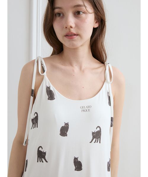 gelato pique CAT柄キャミワンピース CAT総柄キャミワンピース（ルームウェア/パジャマ）｜gelato pique