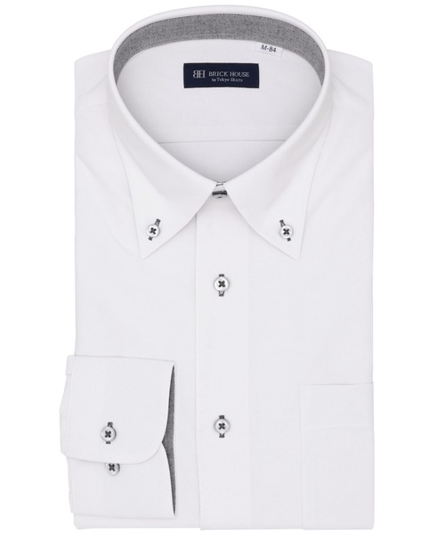 TOKYO SHIRTS(トウキョウシャツ)の「形態安定ノンアイロン ボタンダウン 長袖ストレッチビジネスワイシャツ(ビジネスシャツ・メンズ・グレー・首回り39cm-裄丈80cm/首回り39cm-裄丈84cm/首回り41cm-裄丈82cm/首回り41cm-裄丈86cm/首回り42cm-裄丈82cm/首回り42cm-裄丈86cm/首回り43cm-裄丈82cm/首回り43cm-裄丈86cm/首回り37cm-裄丈80cm/首回り37cm-裄丈84cm)」の1枚目の写真