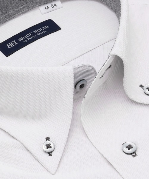 TOKYO SHIRTS(トウキョウシャツ)の「形態安定ノンアイロン ボタンダウン 長袖ストレッチビジネスワイシャツ(ビジネスシャツ・メンズ・グレー・首回り39cm-裄丈80cm/首回り39cm-裄丈84cm/首回り41cm-裄丈82cm/首回り41cm-裄丈86cm/首回り42cm-裄丈82cm/首回り42cm-裄丈86cm/首回り43cm-裄丈82cm/首回り43cm-裄丈86cm/首回り37cm-裄丈80cm/首回り37cm-裄丈84cm)」の2枚目の写真