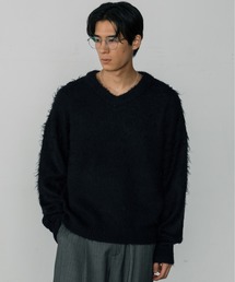 LURAKU | 【LURAKU】Brushed Wool V-neck Knit / LURAKU ブラッシュドウールVネックニット(ニット/セーター)