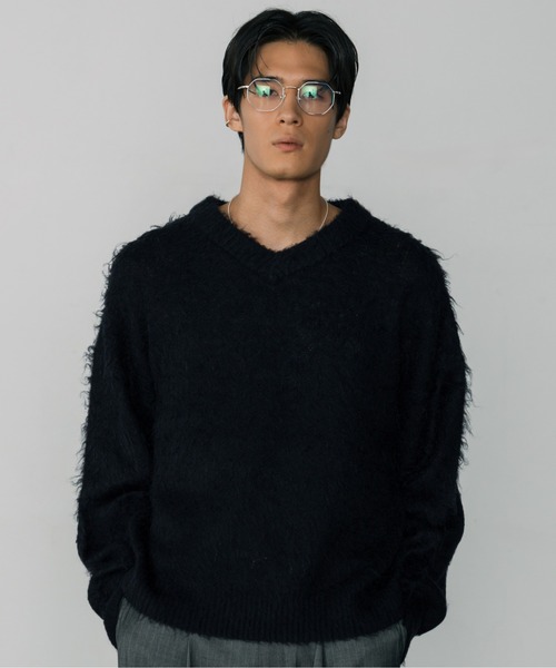 ブラッシュド ウール ニットセーター LURAKU】Brushed Wool V-neck Knit / LURAKU ブラッシュドウールV