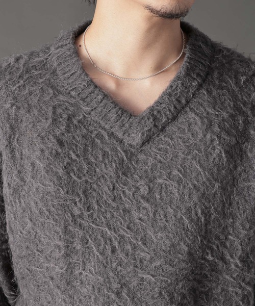 LURAKU】Brushed Wool V-neck Knit / LURAKU ブラッシュドウールV