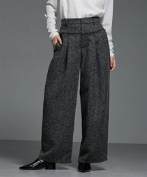 ツイード素材フリンジ切替ワイドパンツ ［Soiunique］