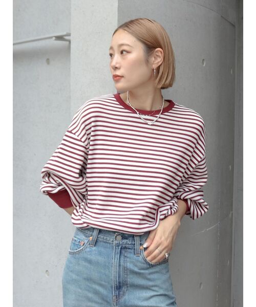 Ungrid（アングリッド）の「【WEB限定】スリーブボリュームワッフルロングスリーブTee（Tシャツ/カットソー・レディース・チャコールグレー/ネイビー/ブラウン/ボルドー/ピンク/アイボリー・FREE）」の6枚目の写真