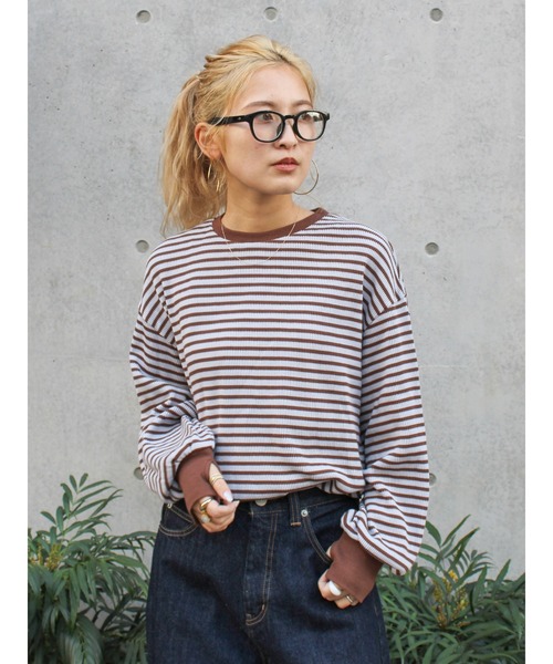 Ungrid（アングリッド）の「【WEB限定】スリーブボリュームワッフルロングスリーブTee（Tシャツ/カットソー・レディース・チャコールグレー/ネイビー/ブラウン/ボルドー/ピンク/アイボリー・FREE）」の4枚目の写真