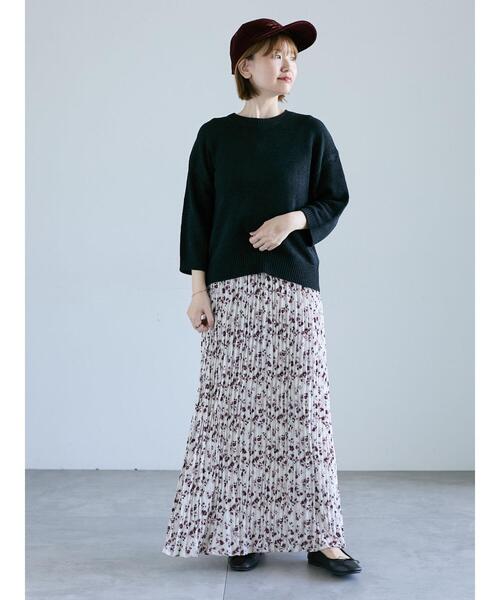 Lugnoncure（ルノンキュール）の「花柄クリンクルギャザースカート《2025autumn catalog item》（スカート・レディース・ブラック/ブラウン/オフホワイト・F）」の6枚目の写真