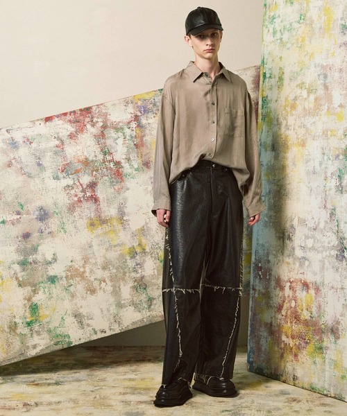 MAISON SPECIAL（メゾンスペシャル）の「《UNISEX》Prime-Over Cupra Regular Collar Shirt/プライムオーバーキュプラレギュラーカラーシャツ【MAISON SPECIAL/メゾンスペシャル】（シャツ/ブラウス・メンズ・グレイッシュベージュ/ブラック/ブラウン・0/1/2）」の4枚目の写真