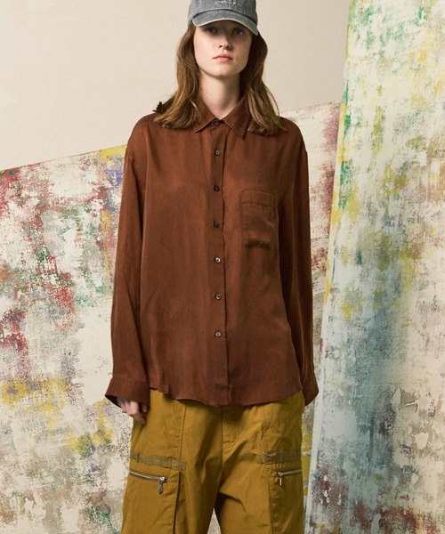 MAISON SPECIAL（メゾンスペシャル）の「《UNISEX》Prime-Over Cupra Regular Collar Shirt/プライムオーバーキュプラレギュラーカラーシャツ【MAISON SPECIAL/メゾンスペシャル】（シャツ/ブラウス・メンズ・グレイッシュベージュ/ブラック/ブラウン・0/1/2）」の16枚目の写真