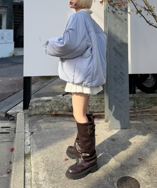 w closet（ダブルクローゼット）の「中綿リボンブルゾン（ブルゾン・レディース・ピンク/サックスブルー/ブラック/アイボリー・FREE）」の5枚目の写真