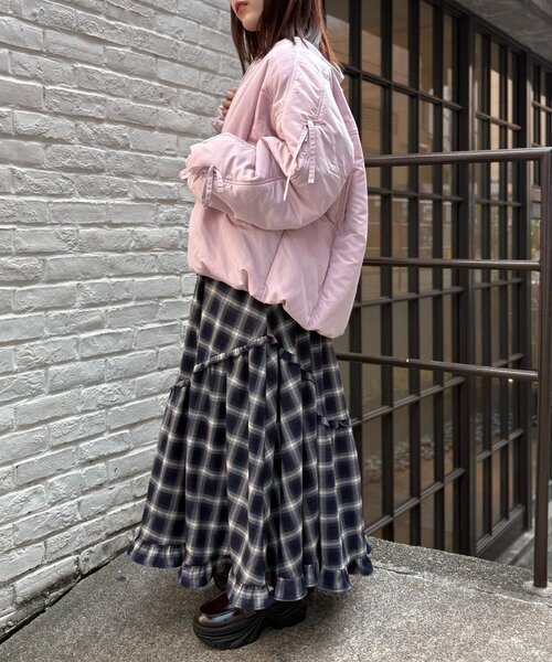 w closet（ダブルクローゼット）の「中綿リボンブルゾン（ブルゾン・レディース・ピンク/サックスブルー/ブラック/アイボリー・FREE）」の22枚目の写真