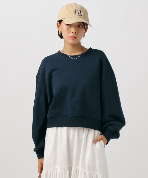 BAYFLOW（ベイフロー）の「バックオープンショートスウェット（スウェット・レディース・グレー/ネイビー/イエロー・FREE）」の21枚目の写真