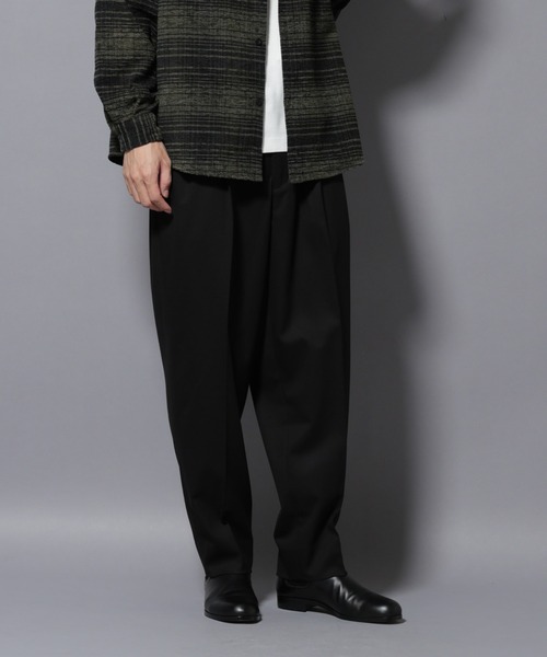 00s BALMAIN ウール 1タック センタープレス スラックス テーパード Paul Smith スラックス ソリッド ウールストレッチ テーパード