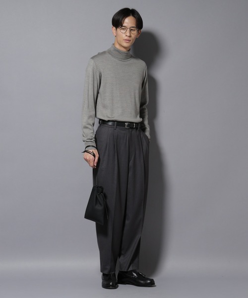 NANO universe（ナノユニバース）の「微起毛ワイド2タックテーパードパンツ（スラックス・メンズ・ブラック/ネイビー/チャコール・S/M/L）」の5枚目の写真