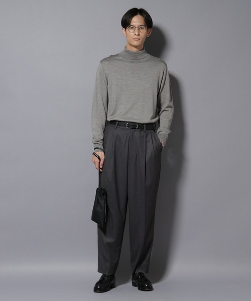 NANO universe（ナノユニバース）の「微起毛ワイド2タックテーパードパンツ（スラックス・メンズ・ブラック/ネイビー/チャコール・S/M/L）」の6枚目の写真