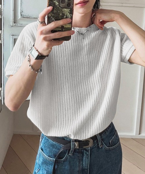 NOWLE(ノウル)の「【NOWLE】透かし編み ドライメッシュ カットオフ Tシャツ(Tシャツ/カットソー・メンズ・ブラック/ホワイト・X-LARGE/LARGE/MEDIUM)」の10枚目の写真