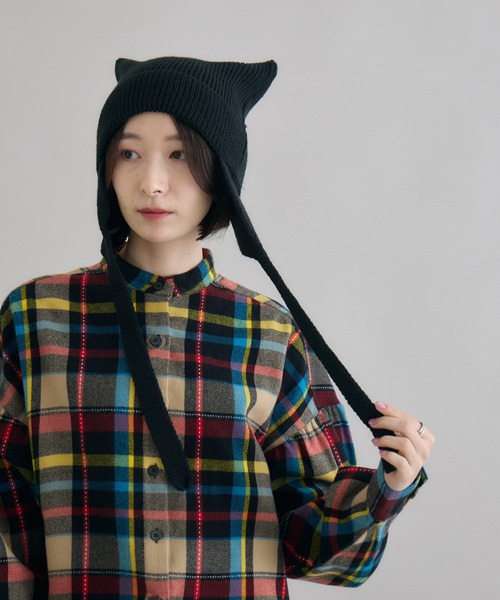 Paradise Picnic(パラダイスピクニック)の「ネコみみ ニット帽(ニットキャップ/ビーニー・レディース・レッド/グレー/ブラック・FREE)」の10枚目の写真