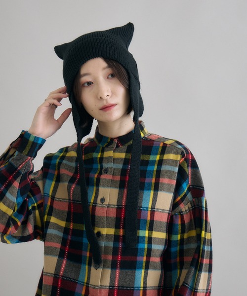 Paradise Picnic(パラダイスピクニック)の「ネコみみ ニット帽(ニットキャップ/ビーニー・レディース・レッド/グレー/ブラック・FREE)」の11枚目の写真