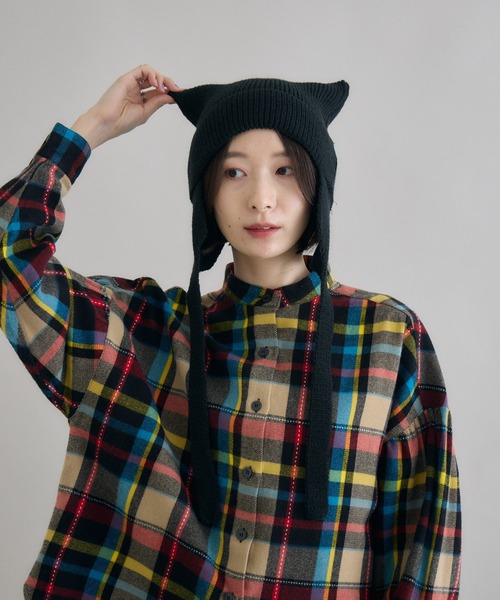 Paradise Picnic(パラダイスピクニック)の「ネコみみ ニット帽(ニットキャップ/ビーニー・レディース・レッド/グレー/ブラック・FREE)」の12枚目の写真