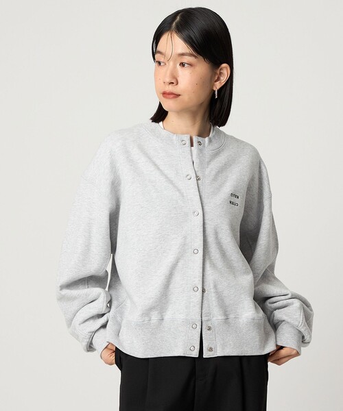 CITEN(シテン)の「<CITEN>スウェットカーディガン(カーディガン/ボレロ・レディース・ダークブラウン/ライトグレー/オレンジ・M/S)」の2枚目の写真