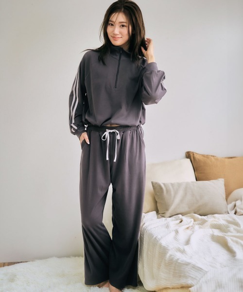 ▽フリース ハーフジップライン 長袖 上下セット / ジャージ