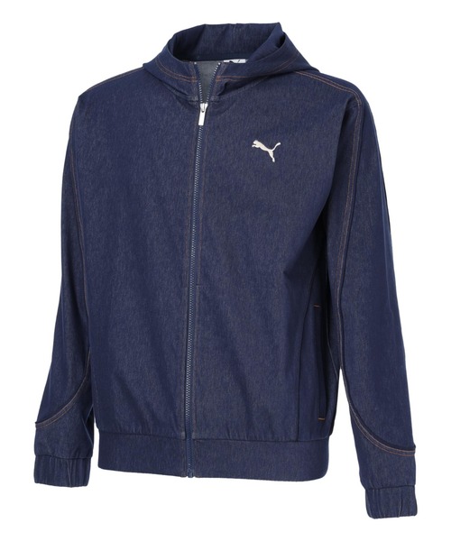 PUMA(プーマ)の「【別注】プーマ PUMA デニムライク フーデッドジャケット_ 限定コラボ(パーカー・メンズ・ネイビー/ブラック・LL/S/M/L/3L)」の2枚目の写真