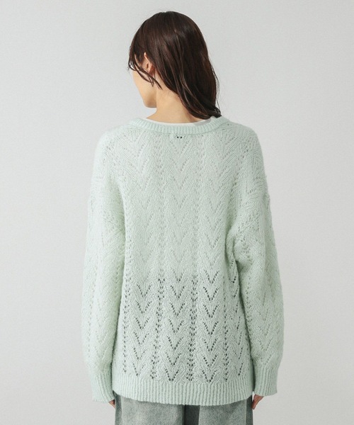 GLOBAL WORK（グローバルワーク）の「モヘヤタッチ透かし編みVネックプルオーバー/599493（ニット/セーター・レディース・ライトグリーン/スカイブルー/チャコールグレー・LARGE/MEDIUM）」の20枚目の写真