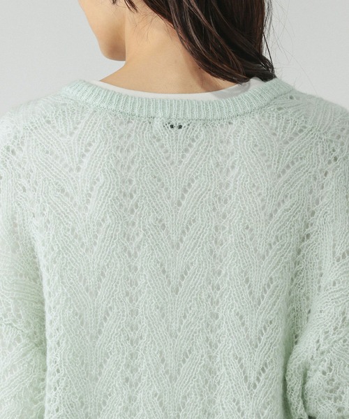 GLOBAL WORK（グローバルワーク）の「モヘヤタッチ透かし編みVネックプルオーバー/599493（ニット/セーター・レディース・ライトグリーン/スカイブルー/チャコールグレー・LARGE/MEDIUM）」の22枚目の写真