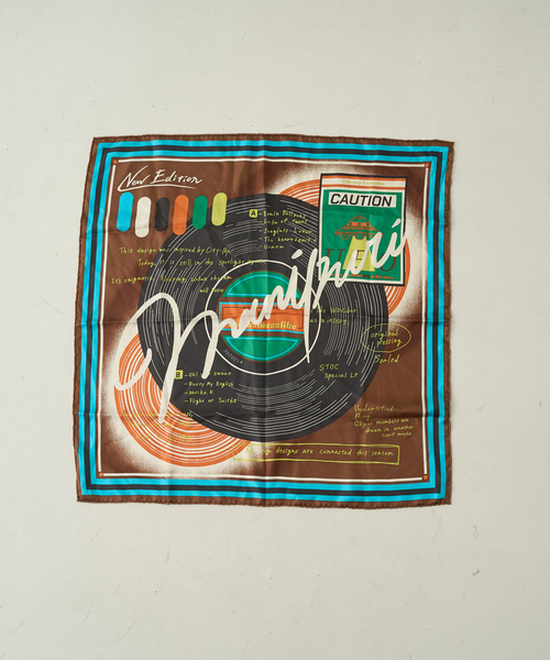 manipuri（マニプリ）の「【manipuri/マニプリ】レコード柄シルクスカーフ 65×65（バンダナ/スカーフ・レディース・レッド/ブラウン・フリー）」の7枚目の写真