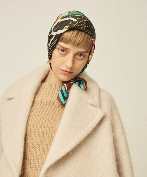 manipuri（マニプリ）の「【manipuri/マニプリ】レコード柄シルクスカーフ 65×65（バンダナ/スカーフ・レディース・レッド/ブラウン・フリー）」の8枚目の写真