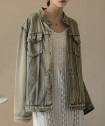 ノーカラーオーバーサイズデニムジャケット