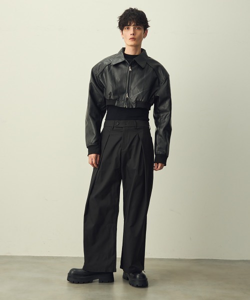 Shoowtime(ショウタイム)の「Tuck wide straight slacks / タックワイドストレートスラックス(スラックス・メンズ・グレー/ブラック・X-LARGE/LARGE/MEDIUM)」の10枚目の写真
