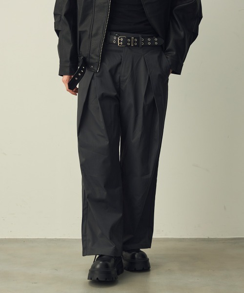 Shoowtime(ショウタイム)の「Tuck wide straight slacks / タックワイドストレートスラックス(スラックス・メンズ・グレー/ブラック・X-LARGE/LARGE/MEDIUM)」の18枚目の写真