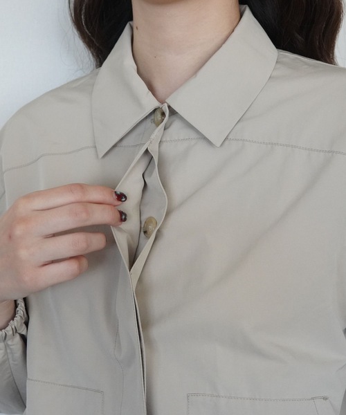 ZOZOMARKET（ゾゾマーケット）の「ボリュームスリーブシャツジャケット-ZOZOMARKET by ハヤシアンナ（シャツ/ブラウス・レディース・サンドベージュ・マルチサイズ）」の6枚目の写真