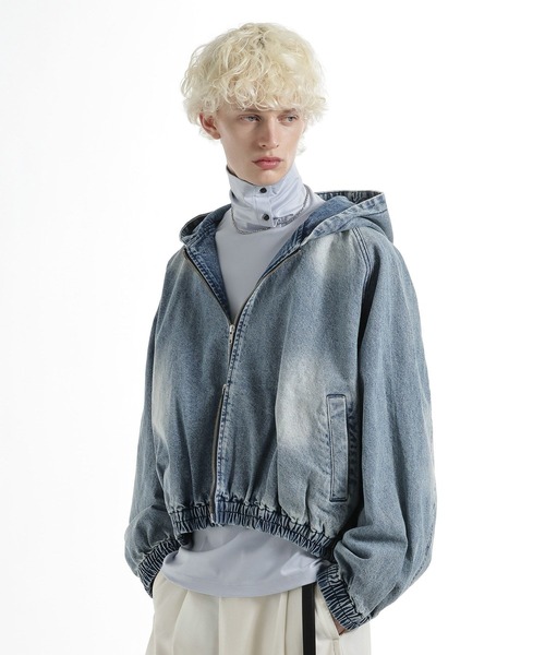 HARE(ハレ)の「【SET UP対応】コンパクトデニムフードブルゾン(HARE)(ブルゾン・メンズ・レッド/ブルー/ブラック/グレー/ブルー系その他・SMALL/MEDIUM)」の4枚目の写真