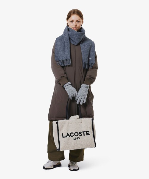 LACOSTE（ラコステ）の「メリノウール大判マフラー（マフラー・レディース・ホワイト/グレー・FREE）」の3枚目の写真