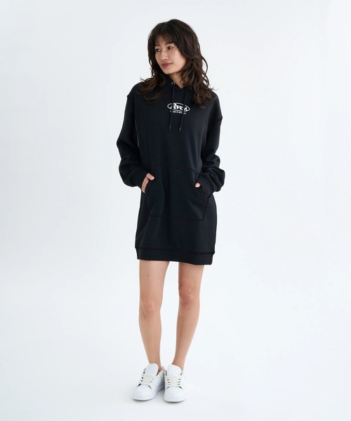 RVCA(ルーカ)の「RVCA レディース CLASSIC HOODED DRESS ワンピース 【2025年秋冬モデル】 @autumn/ルーカスウェットワンピース(ワンピース・レディース・ブラック/グレー/オフホワイト・SMALL/MEDIUM/LARGE)」の1枚目の写真