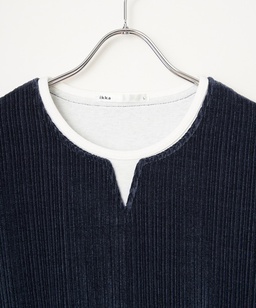 ikka(イッカ)の「カットコールキーネックフェイクプルオーバー(Tシャツ/カットソー・メンズ・ベージュ/ネイビー/カーキ/チャコール・M/L/XL/S)」の7枚目の写真