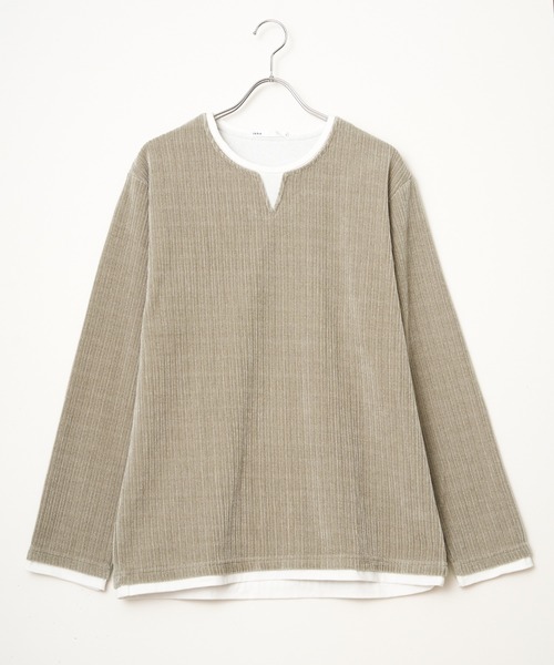 ikka(イッカ)の「カットコールキーネックフェイクプルオーバー(Tシャツ/カットソー・メンズ・ベージュ/ネイビー/カーキ/チャコール・M/L/XL/S)」の14枚目の写真