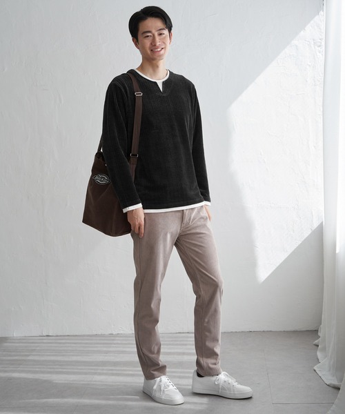 ikka(イッカ)の「カットコールキーネックフェイクプルオーバー(Tシャツ/カットソー・メンズ・ベージュ/ネイビー/カーキ/チャコール・M/L/XL/S)」の16枚目の写真