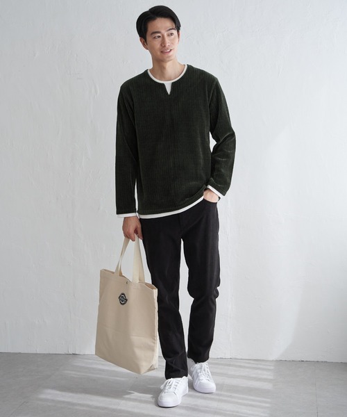 ikka(イッカ)の「カットコールキーネックフェイクプルオーバー(Tシャツ/カットソー・メンズ・ベージュ/ネイビー/カーキ/チャコール・M/L/XL/S)」の18枚目の写真